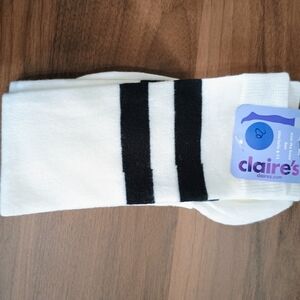 Claire's Black and White Casual Over The Knee Socks